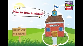 How to draw a school [Artist Abbie Maker] #兒童教你畫#阿比星星DIY#drawing#阿比小教室