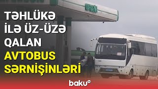 Təhlükə ilə üz-üzə qalan avtobus sərnişinləri - BAKU TV