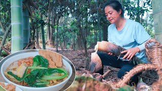 为了吃到“螺蛳粉”，莲姐上山拔竹笋，下水捞螺蛳，全家人午餐就吃它|How to make River snails rice noodle 【乡野莲姐】