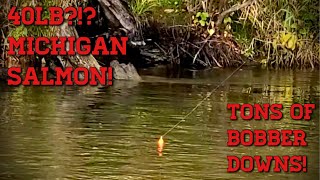 40lb Salmon Bobber down w/ Skein?!? -  Huge Fish in Tight Water on Michigan River - New PB!