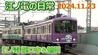 2024 11 23（土）江ノ電の日常・龍光寺前併用軌道＆鵠沼駅付近