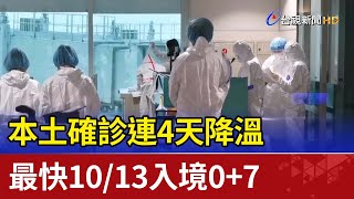 本土確診連4天降溫 最快10/13入境0+7