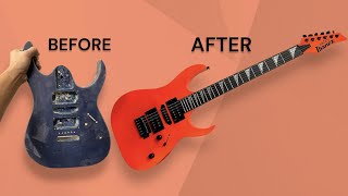 Ibanez Guitar Painting Restoration - Neon Orange