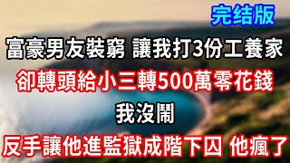 完結版！富豪男友裝窮 讓我打3份工養家，卻轉頭給小三轉500萬零花錢，我沒鬧，反手讓他進監獄成階下囚，他瘋了 #小說#情感故事