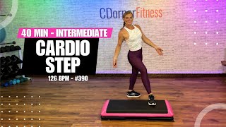 40 MIN - CARDIO STEP AEROBICS - INTERMEDIATE - 126 BPM -  #390