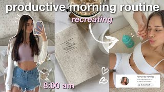 recreating Fernanda Ramirezs 8 AM REALISTIC PRODUCTIVE MORNING ROUTINE- makeup routine & working out