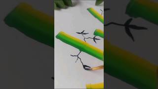 easy bamboo painting🎋|One stroke bamboopa  panting #shorts #onestroke #bambooplant #painting #art