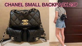 CHANEL 23P SMALL BACKPACK: what fits inside / how to wear it / modshots