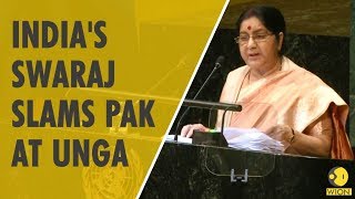 Indian External Affairs Minister Sushma Swaraj takes Pakistan's case at UNGA