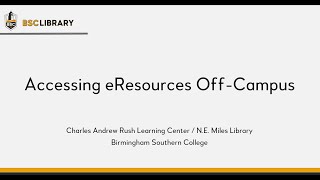 Accessing eResources Off-Campus