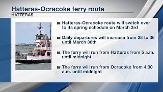 Hatteras-Ocracoke ferry route switching to expanded spring schedule Tuesday