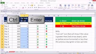 Excel Magic Trick 1204: Conditional Formatting For Day’s Change: Up \u0026 Down Icon Arrows