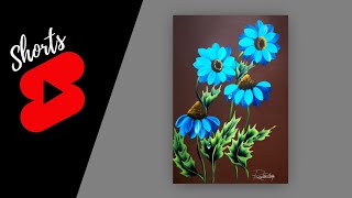VIBRANT Blue Flowers #shorts Acrylic Painting Flowers