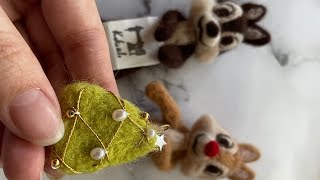 Christmas handmade gift 🎁 (wool felt) Christmas tree pin brooch｜Kikiali ★