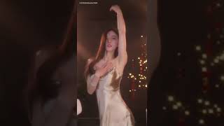 Sexy lady dancing in golden satin slip dress #silk