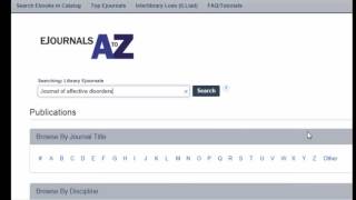 Using Ejournals A to Z