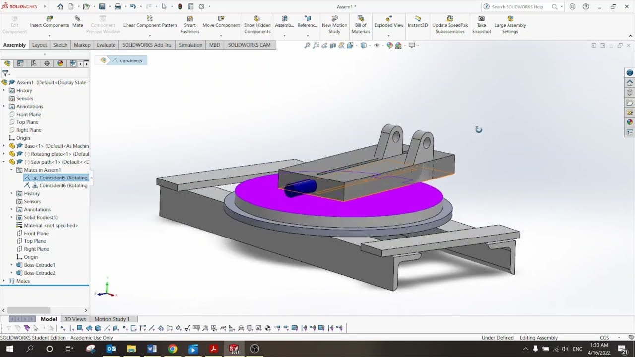 SolidWorks Tutorials - Tut 10 - Assembly - Part 1 - YouTube