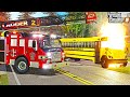 SCHOOL BUS FIRE RESCUE (ENGINE EXPLODED) | FARMING SIMULATOR 2019