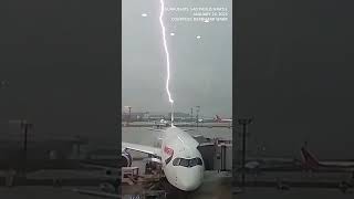 MOMENT: Lightning strikes parked plane in Sao Paulo, Brazil