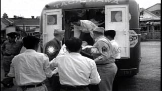 U.S. Army Medical Service in Korea. Evacuation of wounded  to Japan  for treatmen...HD Stock Footage