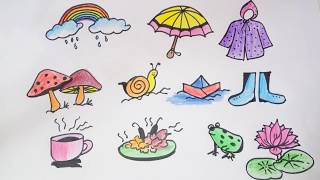 How To Draw Rainy Season Doodle Art Monsoon Painting Step By Step Drawing Tutorial