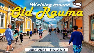 Walking around Old/Vanha Rauma, July 2021, Finland [4K]