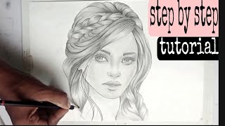 DRAW a girl with beautiful hair || HOW to draw a girl sketch step-by-step ||