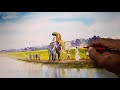 pooram painting watercolor elephant painting kerala landscape vijeesh pullut thrissur pooram