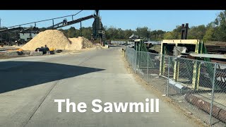 Loading/Unloading Chip Trailer At Lumber Sawmill.