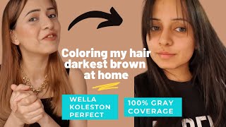 Coloring my hair Brown at home | 100% grey coverage with Wella koleston color | Shorts