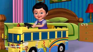 Wheels on the Bus, Car, Auto, Jeep, Truck, Tractor and Van - 3D Nursery Rhymes &