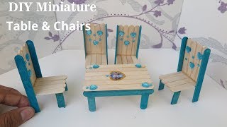 Popsicle Stick Crafts - Miniature  Dining Table & Chairs set