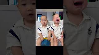 Twin Brother Panics As Brother Cries #baby #cute #twins #funny#cutebaby #viral#babylove#sweetheart