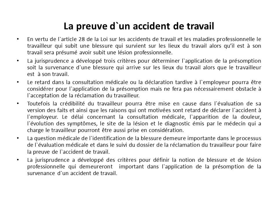 La Preuve D`un Accident De Travail - YouTube