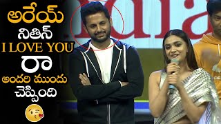 Keerthy Suresh Said I LOVE YOU To Nithin || Rangde Movie Pre Release Event || NS