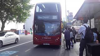 Getting on My Uncles E400H BAE Euro 6 Stagecoach London 12334 SN64OGG - Route 205 at Whitechapel Stn