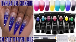 Homost Temperature Change Polygel Kit | Lazy Girl Method | Aliexpress XXL Gel Nails | XXL Stiletto