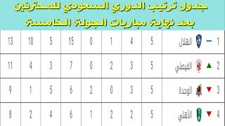 جدول ترتيب الدوري السعودي بعد نهاية الجولة الخامسة