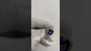 Cushion Tanzanite Halo Gemstone Ring 6.50 Carats Split Shank