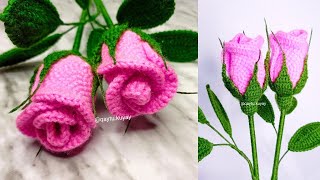 flores tejido *rosa realista 🌹en crochet o ganchillo