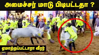 அது அமைச்சர் விஜயபாஸ்கரின் மாடு , பிடித்தாலும் பரிசு கிடையாது ?? Jallikattu Alanganalur 2020