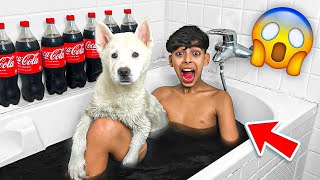 سعدوش و كلب في بانيو كوكاكولا 🛁🐶 شوفوا ردة فعل صحابي 💔😱