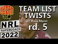 Rd 5 Team List Twists w. Ross Mann - NRL Supercoach 360