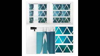 Window Curtains - Drapes - Blue Triangle Art - Modern - Blue