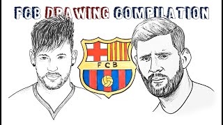 How to Draw FC Barcelona Compilation ⚽ Messi, Neymar &amp; FCB Logo