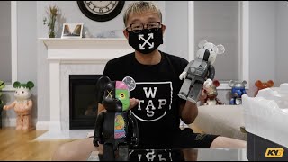 KAWS OriginalFake Companion Dissect 400% BEARBRICK unboxing video - Black \u0026 Grey Colorways