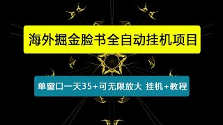 【卡密项目】最新海外掘金脸书全自动挂机项目，单窗口一天35+可无限放大【挂机脚本+详细教程】