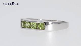 Natural Peridot White Gold Plated 925 Sterling Silver Journey Stack/Stackable Ring-RN0081500