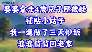 4岁儿子5600元压岁钱没了，我索性做三天炒饭，婆婆悄悄回老家。#為人處世#生活經驗#情感故事#晚年哲理#中老年心語#孝顺#儿女#讀書#養生#淺談人生#養老#真實故事#有聲書