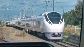 特急ひたち14号 浜吉田駅通過 普通列車車内から